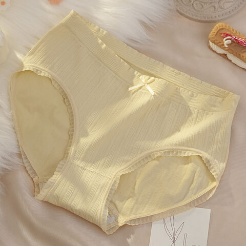 Damen-Slips aus reiner Baumwolle mit Spitze, antibakteriellem Schritt und mittlerer Taille