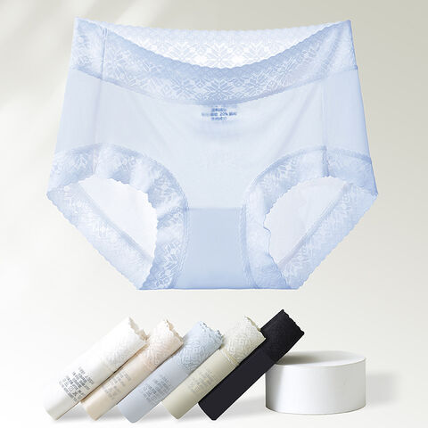 Sexy Damen Ice Silk Quick Dry Dünne Atmungsaktive Polylactid Antibakterielle Dreieckshose mit Spitze