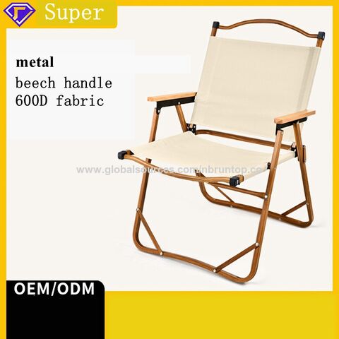 Grosir kursi pantai lipat kayu logam, kursi kemah lipat portabel luar ruangan, kursi taman cocok untuk perjalanan pantai for sale at factory direct price