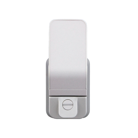 Manija de puerta corredera sin barreras con pestillo de inversión automática, disponible en modelos con llave de moneda