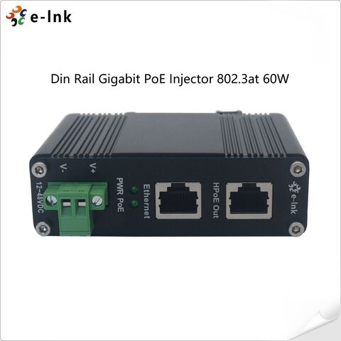 High Poe Injectors Industrial 1000m Gigabit 60w High Poe Injector 802.3at Din Rail ...