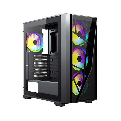 Caja de PC Gaming con Panel de Malla de Vidrio Templado, Torre Completa, Compartimento Independiente para Fuente de Alimentación, Chasis para Juegos