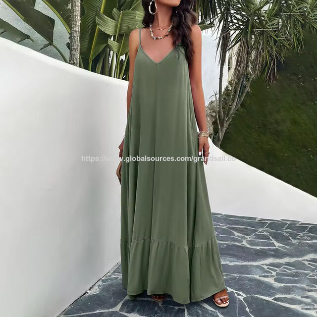 Großhandel Damen Elegantes Sommerkleid 2024 - Damenbekleidung Übergröße Slip-Strandkleid Freizeit Maxikleid
