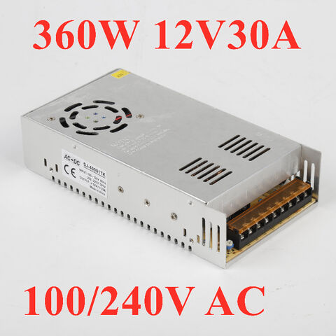 Fuente de Alimentación Conmutada SMPS 12V 30A 360W al por mayor para Tiras LED, Entrada AC 100-240V, Fuente de Alimentación para CCTV