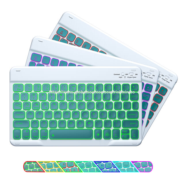 Teclado inalámbrico Bluetooth con retroiluminación RGB, compatible con teléfonos móviles y tabletas Android, iOS y Windows. for sale at factory direct price
