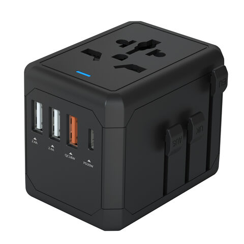 Adaptateur de Voyage Universel à Charge Rapide avec 4 USB Type C PD 20W, Adaptateur de Prise Intelligent Convertisseur de Prise de Voyage Mondiale 220V vers 110V