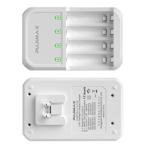 Chargeur de Piles AA/AAA PUJIMAX 1.2V - Chargeur de Piles Rechargeables Intelligent Portable avec Écran LED pour Piles Ni-MH Ni-Cd 1.2V
