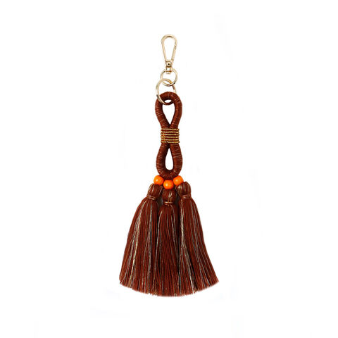 PYOAGT Handmade PU Leather Tassel Keychain - Bag Charm & Purse Decor - View #9