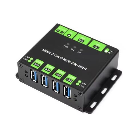 HUB USB de nível industrial, estendendo 4 portas USB 3.2, hosts duplos comutáveis, multi proteções
