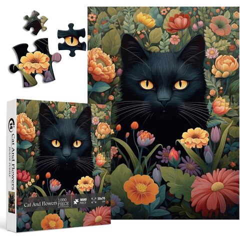Puzzles para Adultos de 1000 Piezas o Más, PICKFORU Colección de Puzzles de Flores, Animales y Plantas, Puzzle Retro de Gatitos como Regalo