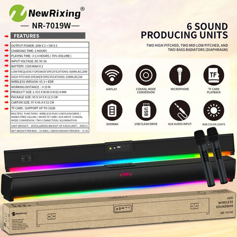 Soundbar Speaker With Wireless Microphones On The Wall