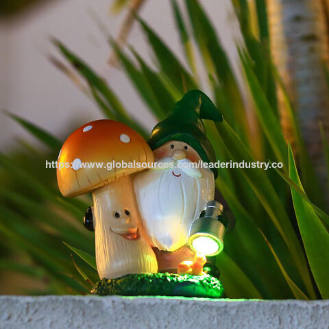 BSCI Factory Solar Light Fairy Gnome with Mushroom Figurine Outdoor Decor for sale at factory direct price