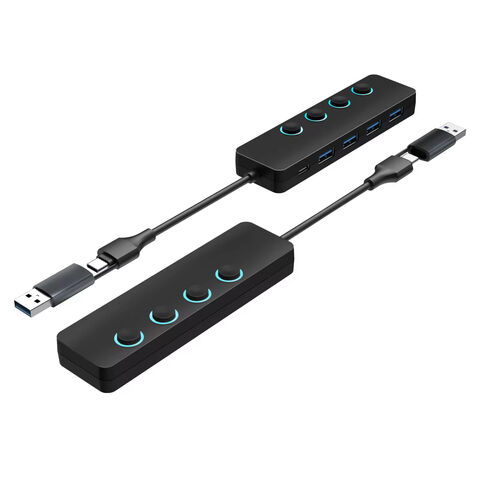 Whosale Populaire Portable 5 Port Led lumière USB Hub PD3.0 Type-c à Adaptateur Double Transmission Station D'accueil Pour Ordinateur Portable