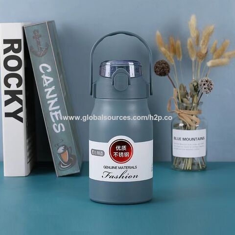 Canecas de viagem azuis de aço inoxidável 316 de 800 ML, 1000 ML, 1300 ML, 1500 ML, garrafa de água, copo para café gelado com alça e canudo