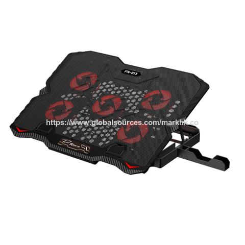 Base de Refrigeração para Laptop Gaming com 5 Ventoinhas Vermelhas, Cooler RGB para Laptop de 17,3 Polegadas, Suporte de Refrigeração para Laptop com 6 Alturas.