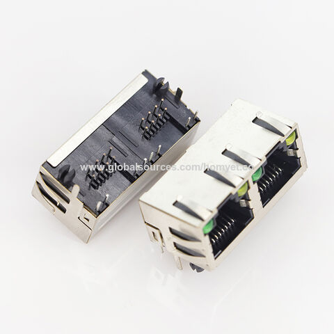 Rj45 Connector 56 Female Multi Ports 1x2 Dual Ports Shielded Magnetic ...