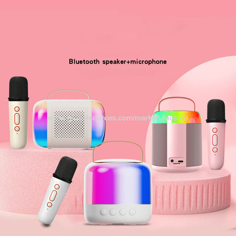 Mini Machine de Karaoké pour Enfants et Adultes, Haut-Parleur Bluetooth Portable avec 2 Microphones sans Fil, Cadeaux d'Anniversaire pour Filles et Tout-Petits