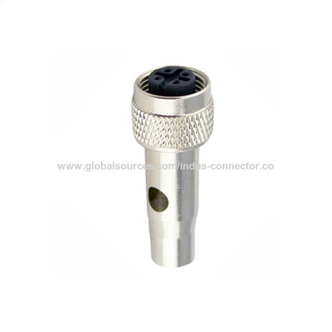 Conector M12 3 pinos 4 pinos 5 polos 8 polos 12 pinos 17 pinos código A fêmea aparafusado latão niquelado conector moldado blindado for sale at factory direct price