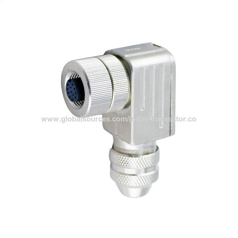 Conector pré-fabricado M12 fêmea, ângulo reto, metálico, montagem PG9 ou PG7 com blindagem, 3 4 5 8 12 17 pinos for sale at factory direct price