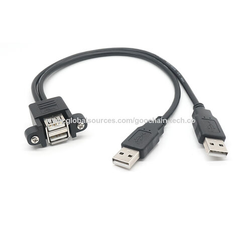2 en 1 USB una hembra con el tornillo dual a USB dual un cable masculino del divisor del adaptador Y del cable de extensión de los datos for sale at factory direct price