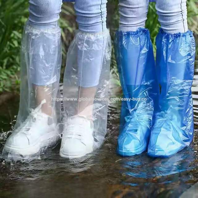 Couvre-chaussures imperméables, bottes de pluie jetables, couvre-chaussures hauts imperméables antidérapants, couvre-pieds en plastique épaissis résistants à l'usure. for sale at factory direct price