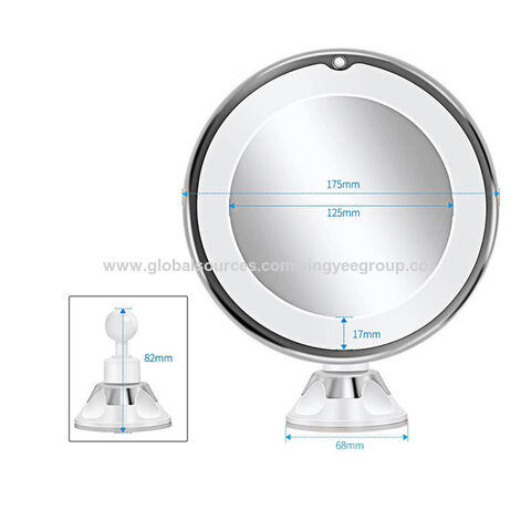 Espejo de maquillaje con aumento 10X, luz LED integrada, enchufe USB, interruptor táctil, ventosa, espejo plegable para maquillaje profesional for sale at factory direct price