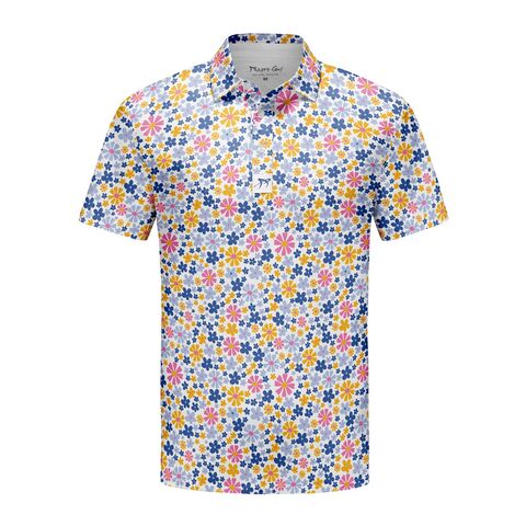 Kemeja Polo Pria Lengan Pendek Kancing Desain Novel Motif Bunga Warna-warni Grosir Kustom dengan Gaya Kasual Berkualitas Tinggi for sale at factory direct price