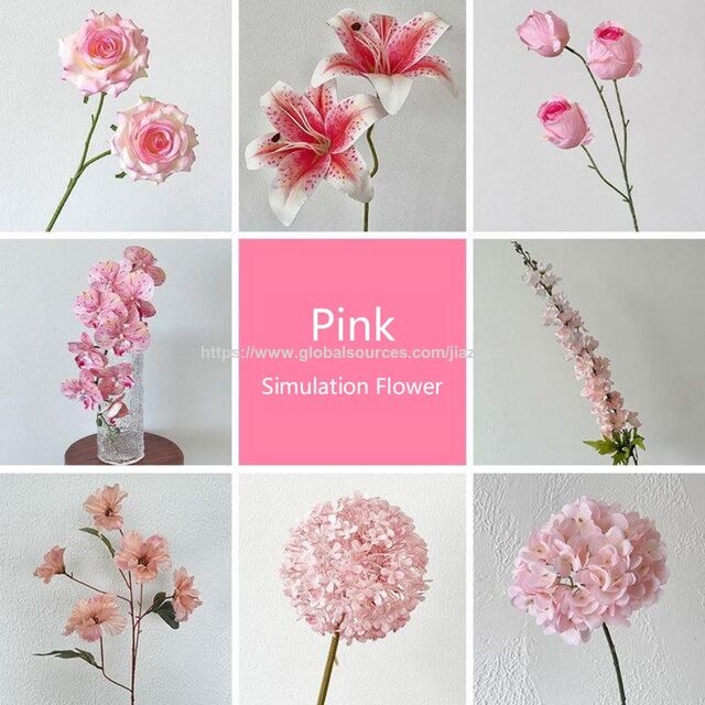 Flores de simulação rosa de alta qualidade para decoração de casamento: Arranjos florais para corredores, tetos, arcos de boas-vindas de hotéis e fileiras de chão.