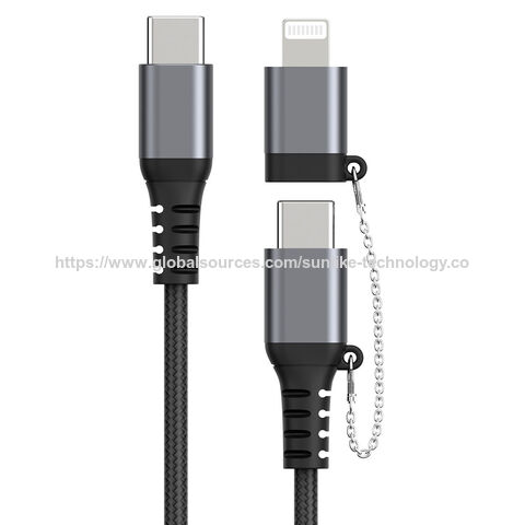 OEM & ODM, USB-C auf C/MFi Lightning 2-in-1 Kabel, Abnehmbares Design, Schlüsselring-Design, zusammen oder separat verwendbar, leicht zu transportieren. Direkter Hersteller. for sale at factory direct price