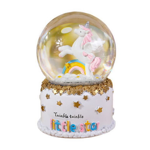 Globos de nieve de unicornio de resina para niños, regalos divertidos de cumpleaños y fiestas al por mayor for sale at factory direct price