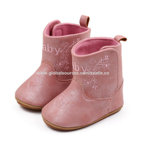 Botas vaqueras occidentales de cuero auténtico con suela blanda a precio de fábrica para bebés, niños pequeños, niños y niñas