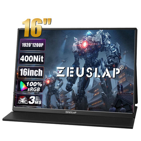 Monitor portátil FHD HDR 1200P 16 pulgadas Monitor portátil USB c HD Pantalla externa IPS Cuidado de los ojos Pantalla portátil para portátil Negro