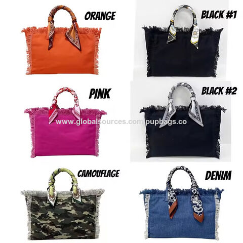 Bolso de Lona Grande Personalizado con Múltiples Colores, Borlas de Verano, para Playa y Compras con Flecos - Fabricante directo
