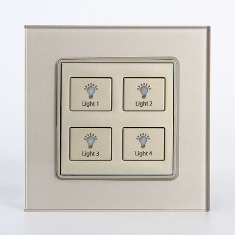 Customized Luxury Champagne Gold Color Tempered Glass Reset Push Button 12v Dc Dry Contact 4 ...