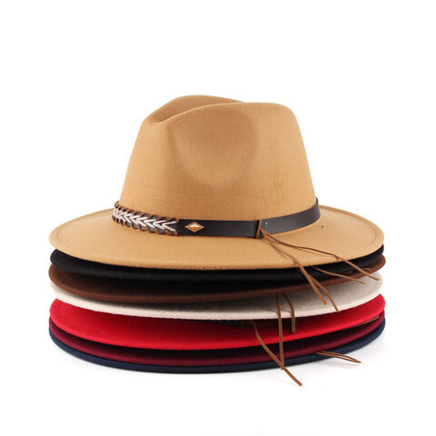 Big Brim Hat For Women Men Fedora Jazz Cap Felt Hat Panama Fashion Belt  Accessory Jazz