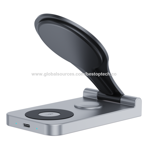 3 In 1 Magnetic Wireless Charging Stand Qi 15w Foldable Wireless ...