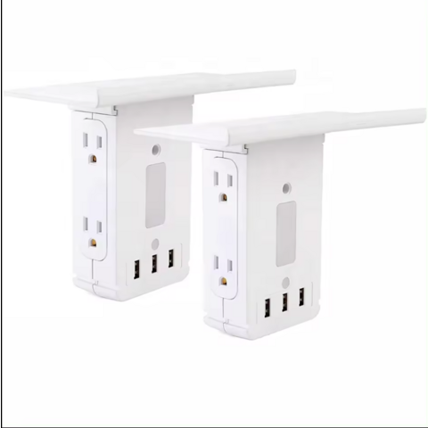 شريط طاقة واقي من اندفاع التيار، ضوء ليلي، مقبس حائط مع شاحن USB