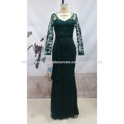 Langlebiges, elegantes Langarm-Kleid mit moderater Passform für Damen, figurbetontes Spitzenkleid für Dinner und formelle Anlässe