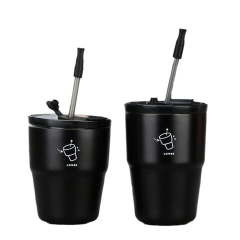 Neue 2024 doppelwandige 480ml 580ml Edelstahl Kaffeebecher mit Silikonstrohhalm - Ideal für den Großhandel