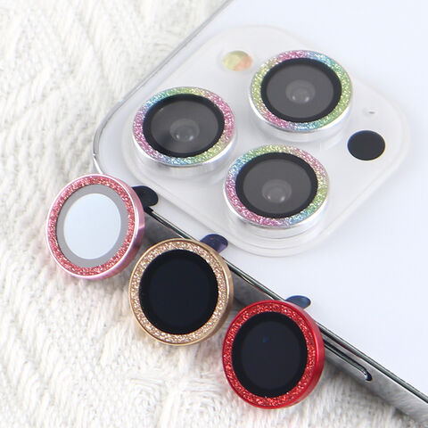 Comercio al por mayor protector de lente de la cámara 9h de cristal cubierta completa sparkle diamantes protector de lente de la cámara para iphone13 14 15 pro max for sale at factory direct price