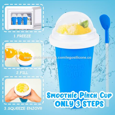 Silicone Slushy Frozen Maker cup DIY Magic Slushy Maker Squeeze Cup Portable Smoothie Squeeze Cup with lid handmade shake maker for sale at factory direct price