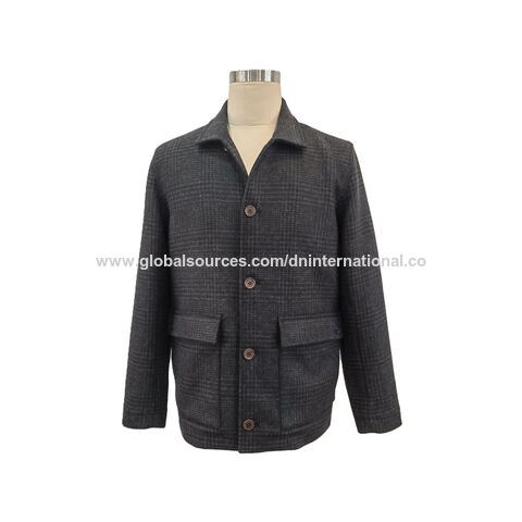 Veste pour homme de haute qualité en mélange de laine à motif à carreaux pour l'hiver 2024