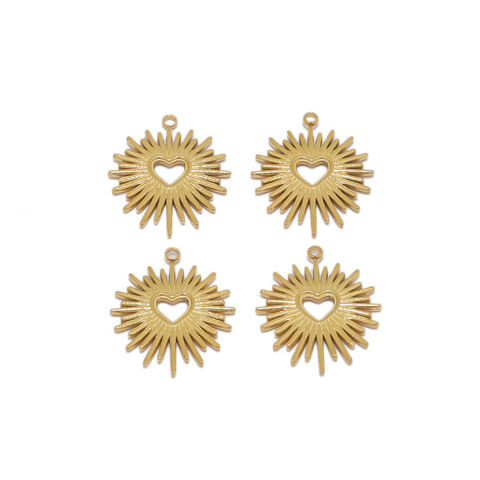 5 pièces/sac Breloques cœur creux en acier inoxydable plaqué or Pendentif DIY Fabrication de bijoux Collier Bracelet Cheville pour femmes for sale at factory direct price