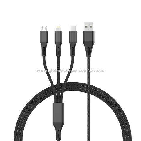 Factory Direct High Quality China Wholesale 2024 New Design Aluminium Alloy  Housing 3 In 1 Fast Charging Cable 1.5m Micro Usb Fast Charging Cable $1.3  from Zava Electronics (Shenzhen) co.,ltd