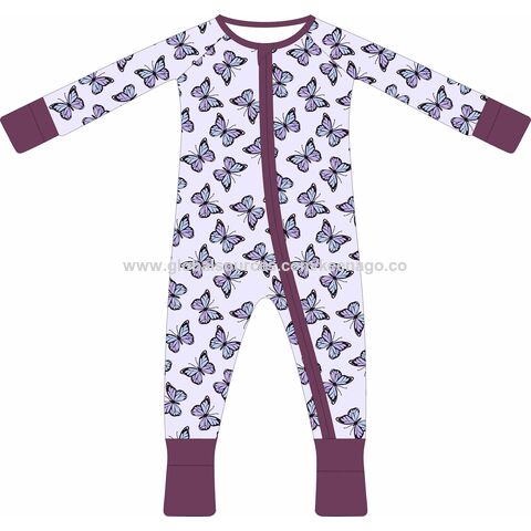 Mono de ropa para bebé de fibra de bambú, mamelucos cómodos de manga larga para bebé. Personalizar Impresión OEM