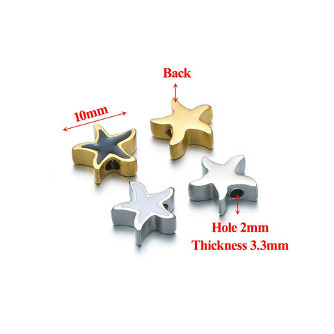 Ensemble de 5 pièces 10mm en acier inoxydable couleur Morandi émail étoile perles breloque étoile fabrication de bijoux DIY bracelet tissé d'été
