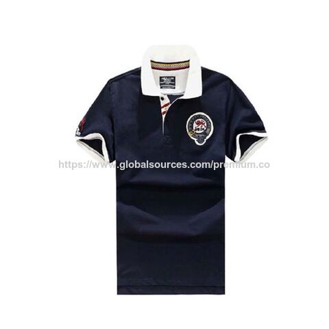 T-shirt publicitaire à manches courtes avec blocs de couleur au niveau du col, logo personnalisé, vêtement de travail, T-shirt de culture d'entreprise avec impression et broderie for sale at factory direct price