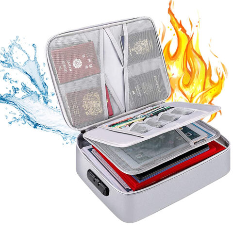 Kleine feuerfeste Aufbewahrungsbox mit Schloss, 3-lagiger Geld Safe Münz Organizer Geldbörse Reise Home Organizer Tragekoffer for sale at factory direct price