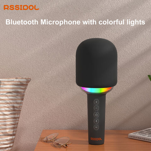 Microfone Bluetooth sem fio para karaoke doméstico KTV + Luzes RGB