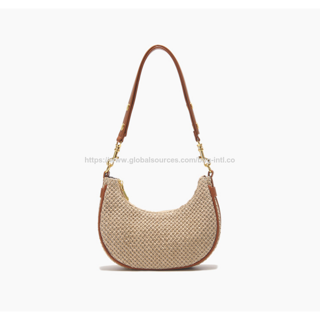 Sac lune en paille fait main pour le printemps et l'été, sac à bandoulière et sous le bras pour femmes, sac à bandoulière for sale at factory direct price